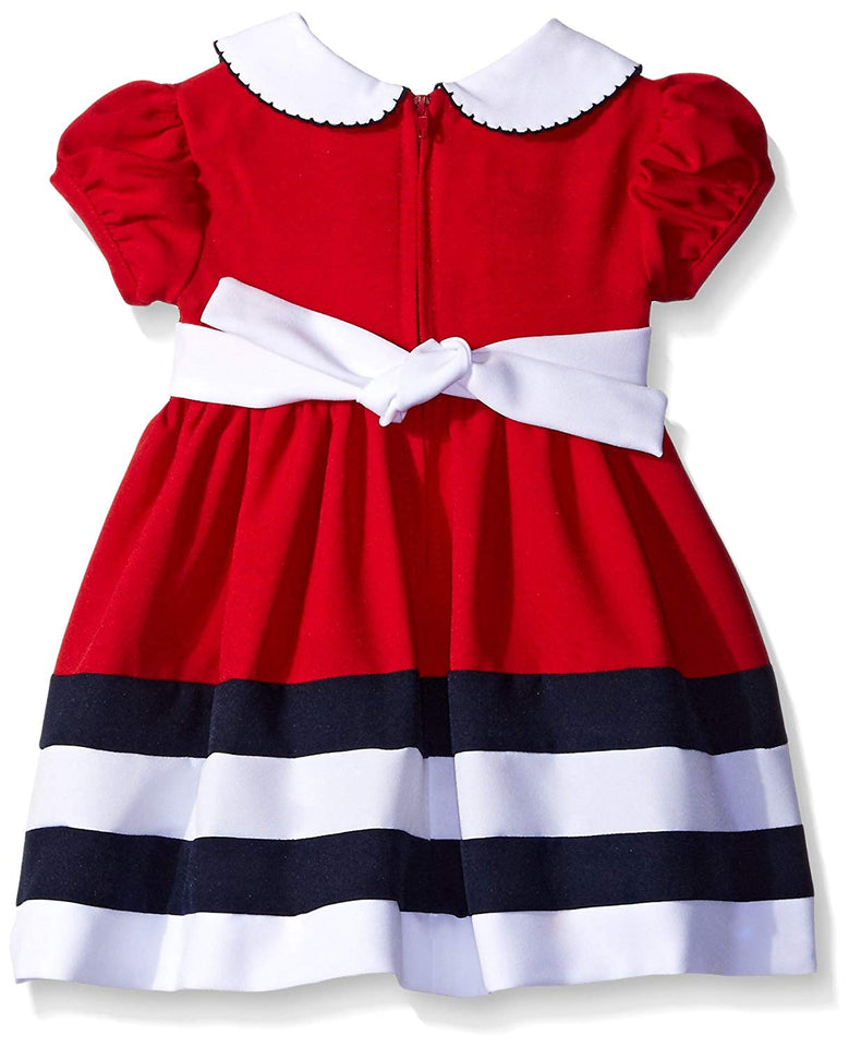 Bonnie Baby Set de Panty y Vestido Estilo Marinero con Cuello Tipo Peter Pan Vestido Casual para Bebé-Niñas