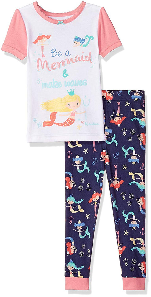 Nautica Conjunto de Pijama de algodón de 2 Piezas para niñas pequeñas