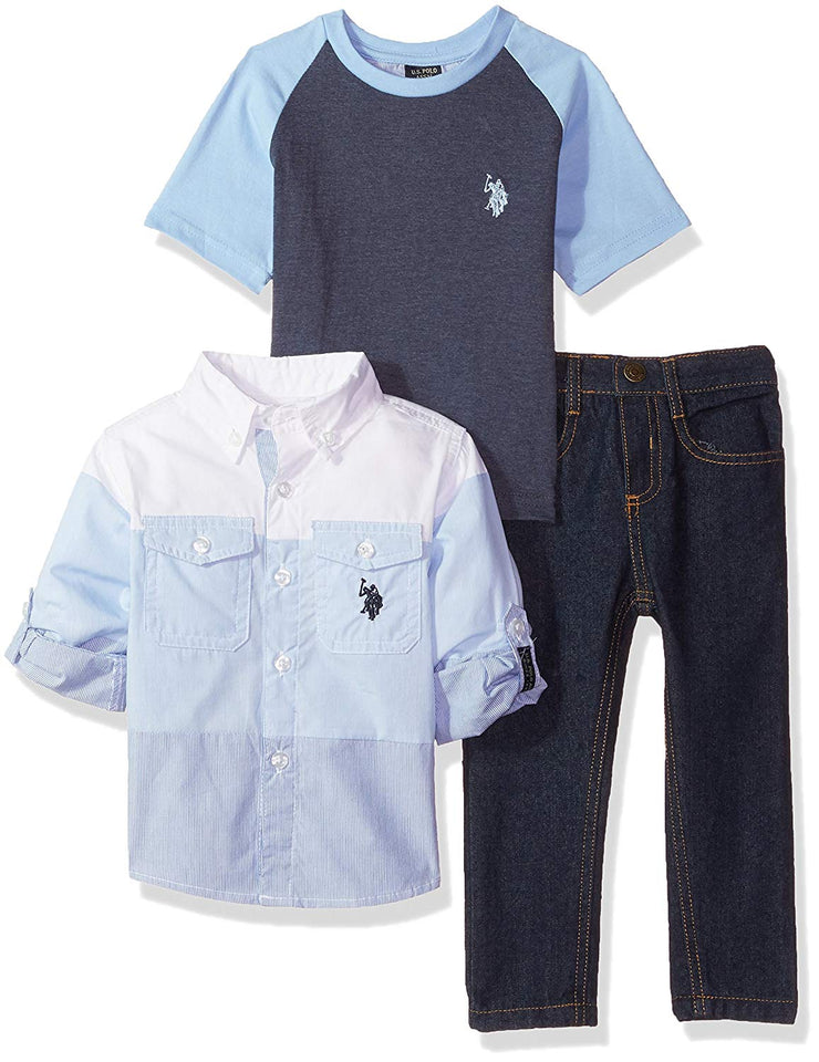 U.S. Polo Assn... - Juego de Playera y Pantalones de Manga Larga para niño