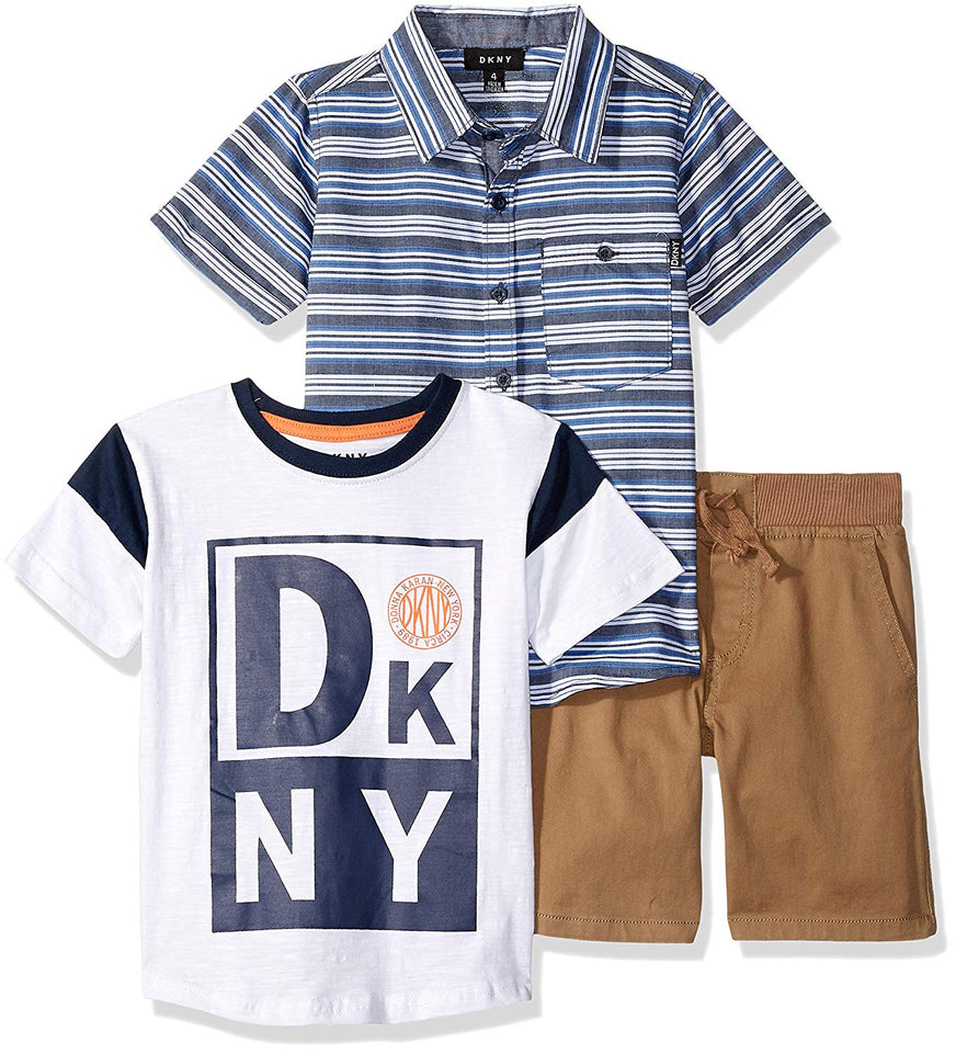 DKNY - Conjunto de Playera y pantalón Corto de Sarga para niños