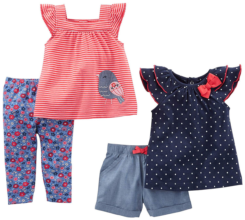 Simple Joys por Carter's Baby Girls 'Infant 4 Piezas Playwear Set